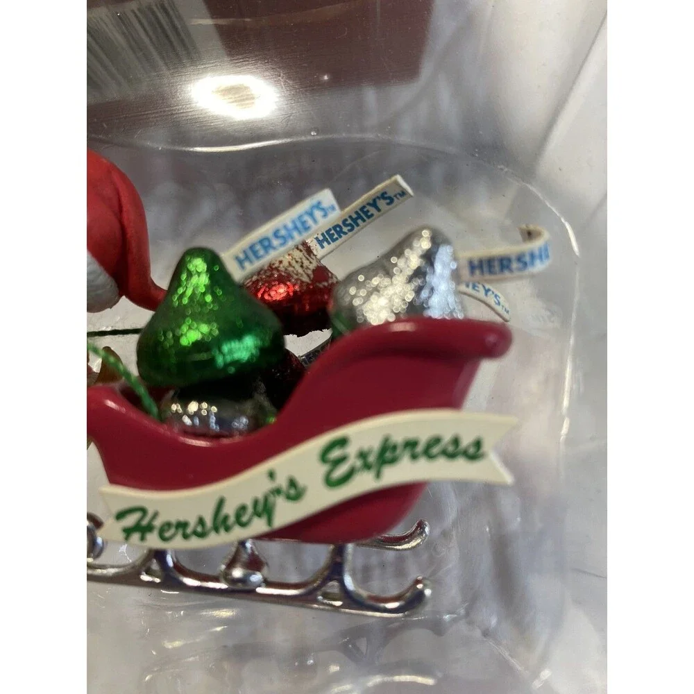 1995 Christmas Ornament “Hershey's Kiss Express” Sleigh Dog Vtg As Is